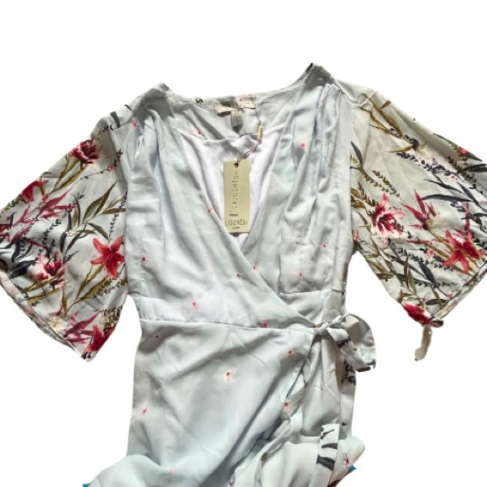 NWT ASOS Liquorish Light blue floral wrap midi dress size 14